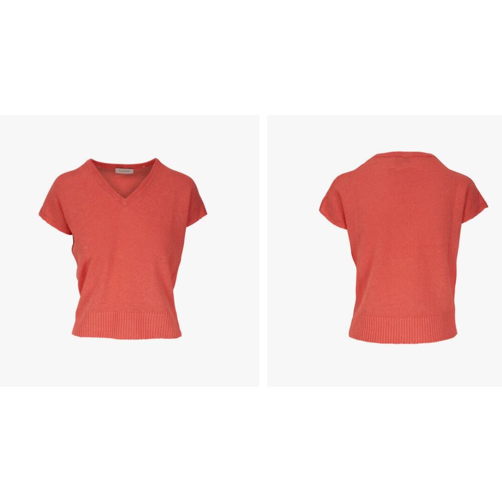 Kinross Orange V-Neck Sweater Soft Knit